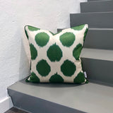 Silk Ikat Cushion in Green Color Dots