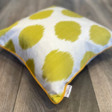 Limon Dots Silk Ikat Cushion with piping