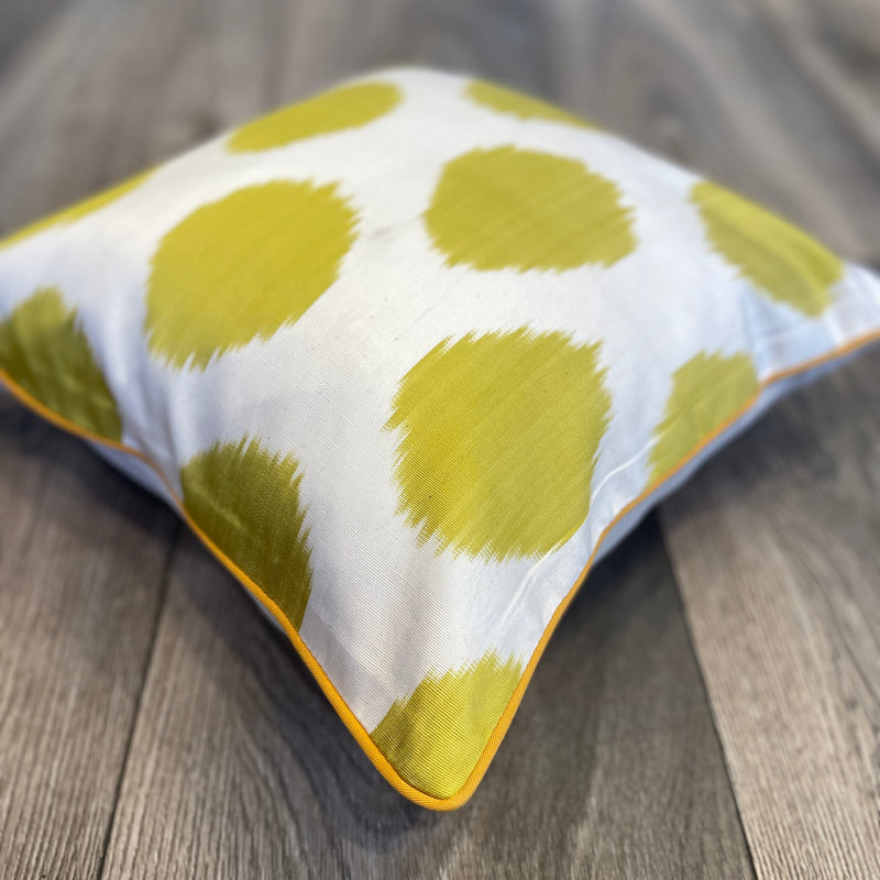 Decorative Limon Dots Silk Ikat Cushion 