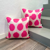 Amazing Silk Ikat Cushions Dots in Pink Neon color 