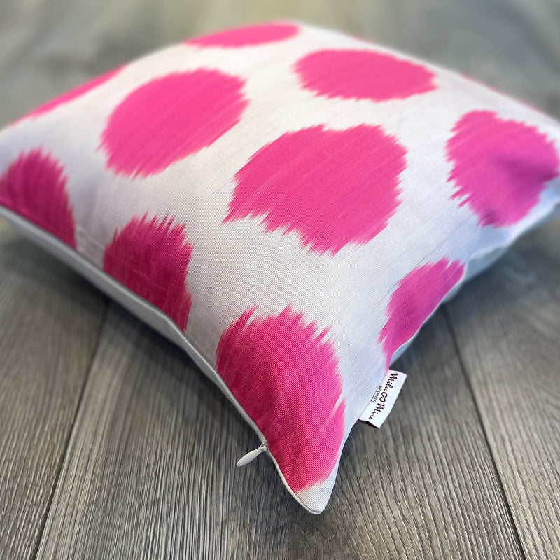 Pink Neon Silk Ikat Cushion with Concealed Zipper 