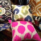 Luxurious Silk Ikat Cushion in Dots Pattern