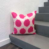 Pink Silk Ikat Cushion with Handloomed Fabric