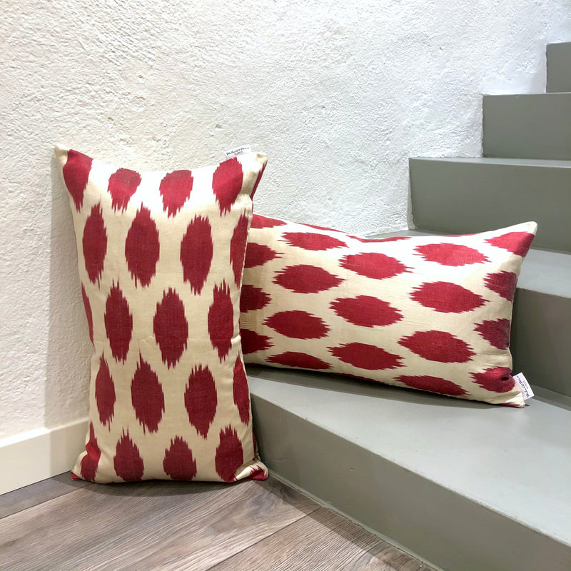 Contemporary Red Dots Silk Ikat Pillows