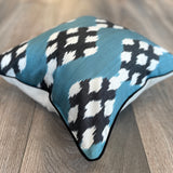 Silk Ikat Cushion Blueberry made with Handloomed Fabric