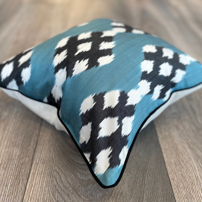 Silk Ikat Cushion Blueberry made with Handloomed Fabric