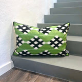 Geometric patterned Silk Ikat Pillow Greenberry