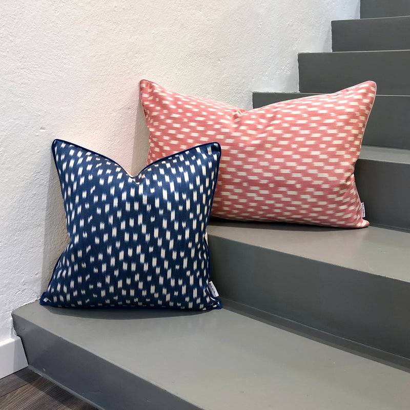 Silk Ikat Cushion in Newbie Blue and Pink Color 