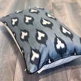 Silk Ikat Pillow Silver Fox with Piping