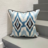 Designer Silk Ikat Cushion Blue Diamond 