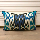 Colorful Silk Ikat Pillow Azure 