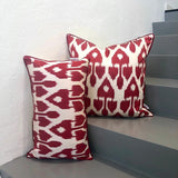 Silk Ikat Cushion Cherry made with Handloomed Fabric
