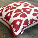 Silk Ikat Cushion Cherry with Piping