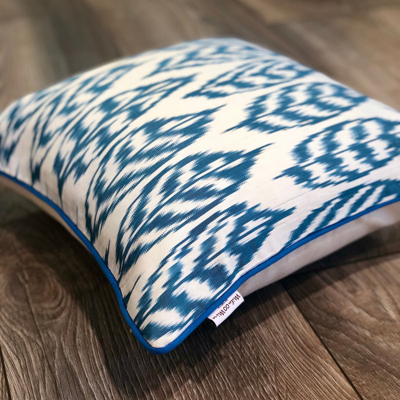Silk Ikat Cushion Feathers with Piping