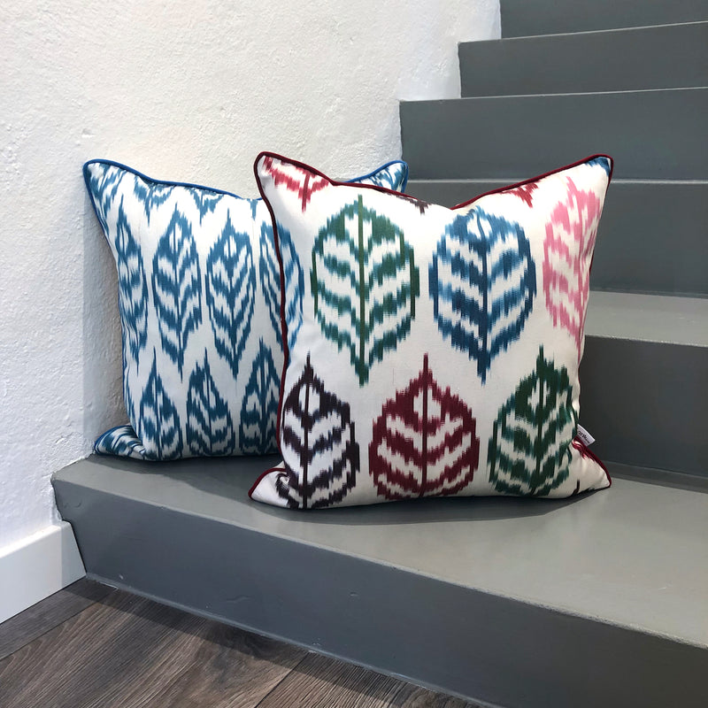 Contemporary Silk Ikat Cushion Four Seasons 