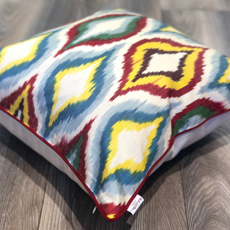 Silk Ikat Cushion Prism with Piping