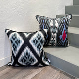 Hand embroidered Silk Ikat Cushion Eclectic Peace 