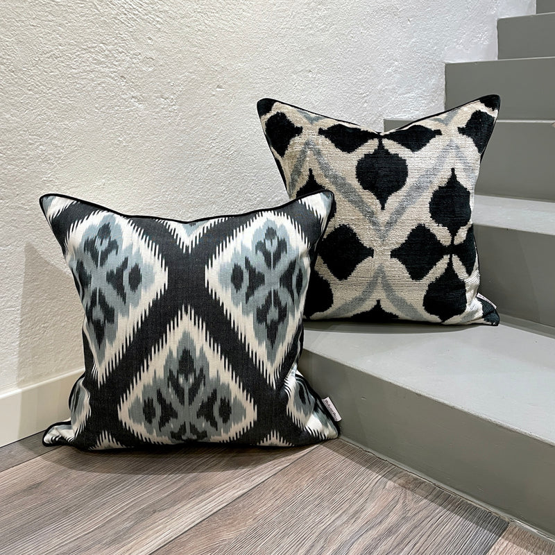 Velvet and Silk Ikat Cushion Eclectic Peace 