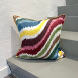 Attractive Colorful Silk Ikat Cushion Happy Flow