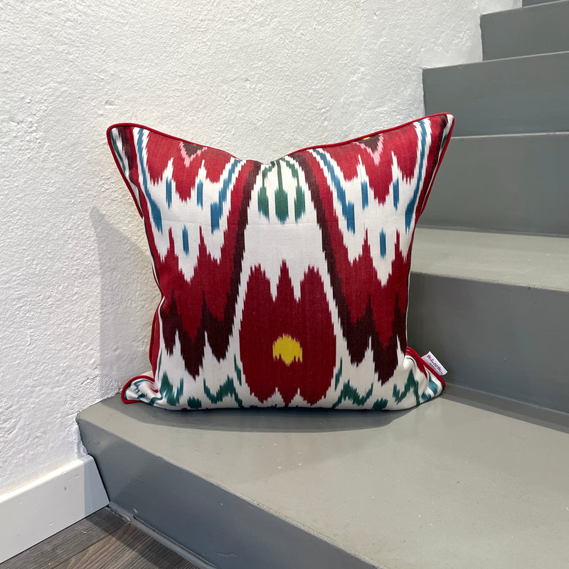 Hand embroidered Silk Ikat Cushion Angel Wings