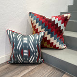 Silk Ikat Cushion Wild River with Handloomed Fabric