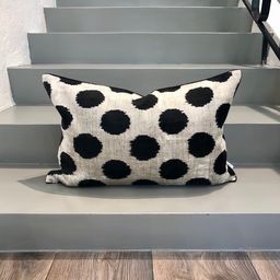 Black Dotted Velvet Ikat Pillow 