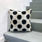 Attractive Velvet Ikat Cushion Dots Black