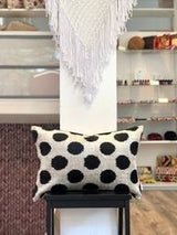 Luxurious Velvet Ikat Cushion Dots Black
