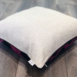 Linen backside of Velvet Ikat Cushion Dots Purple 