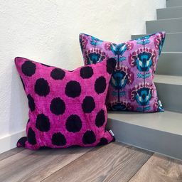 Designer Velvet Ikat Cushion Dots Purple 