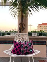 Luxurious Velvet Ikat Cushion Dots Purple 