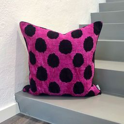 Pretty Velvet Ikat Cushion Dots Purple