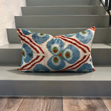  Velvet Ikat Pillow Bloom on stairs
