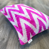 Velvet Ikat Pillow Zigzag Pink