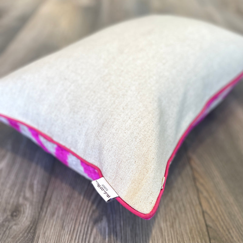 Velvet Ikat Pillow Zigzag Pink backside