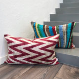  Velvet Ikat Pillow Zigzag Red with other variant