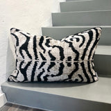 Velvet Ikat Pillow White Zebra front