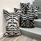 Velvet Ikat Pillow White Zebra with Velvet Ikat cushion  White Zebra on stairs
