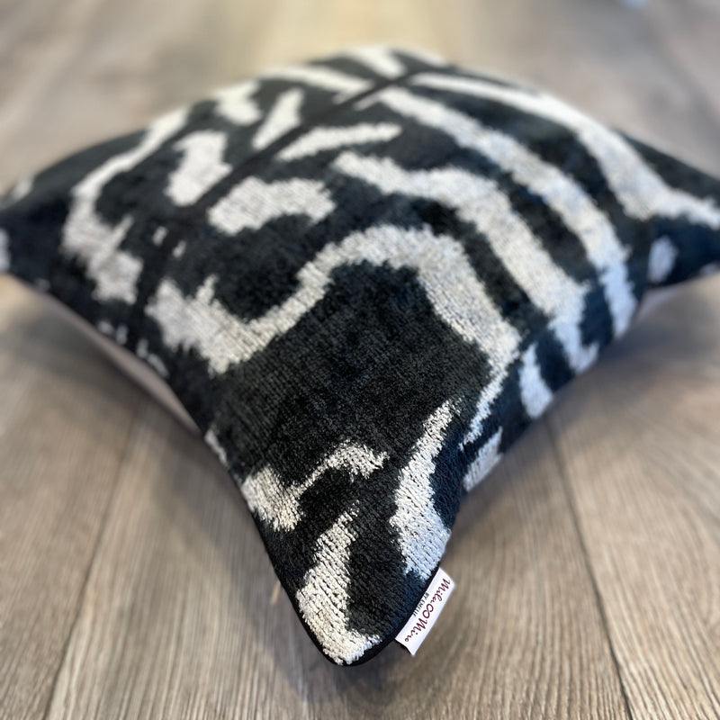 Velvet Ikat Cushion Zebra 