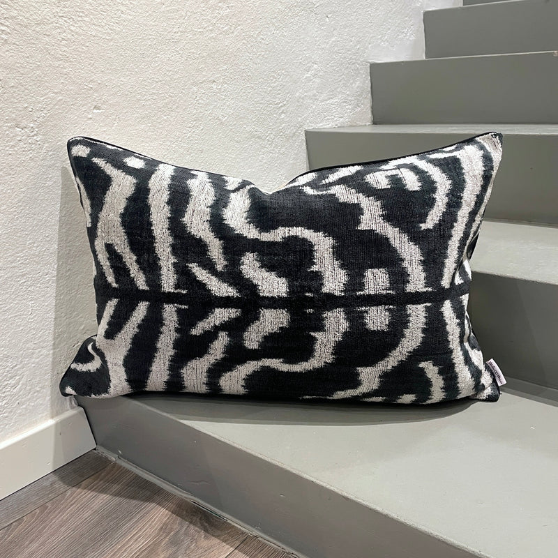  Velvet Ikat Pillow Zebra front