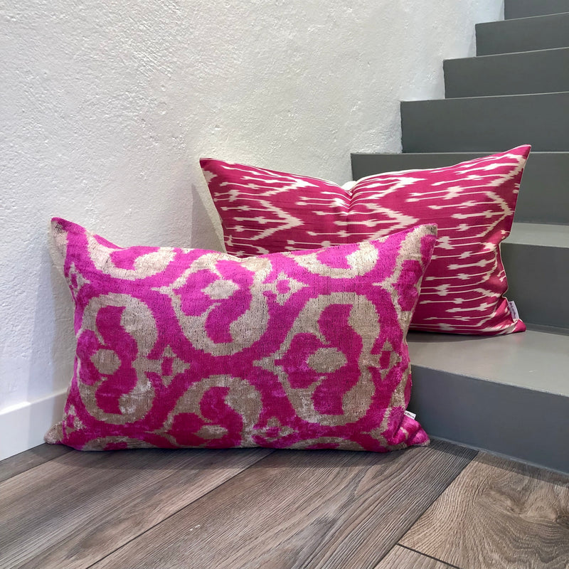  Velvet Ikat Pillow Pink Paradise-