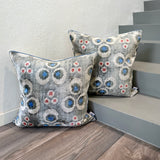 Velvet Ikat Cushion Sapphire with another Velvet Ikat Cushion Sapphire
