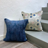 Velvet Ikat Cushion Sapphire with blue cushion