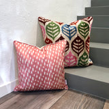 Velvet Ikat Pillow Four Seasons with another Cushion