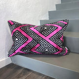  Velvet Ikat Pillow Pink Labyrinth front