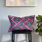  Velvet Ikat Pillow Pink Labyrinth front.