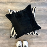 Velvet Ikat Cushion Black on black zig zag cushion