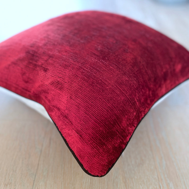 Velvet Ikat Cushion Deep Red.