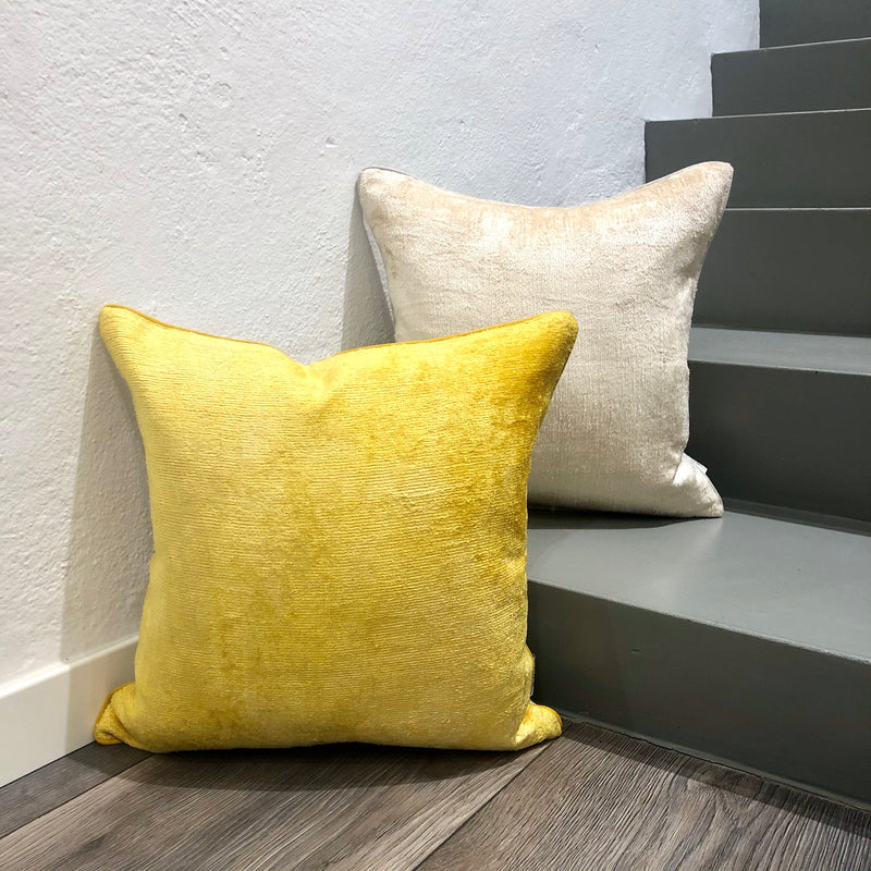 Velvet Ikat Cushion Yellow | with Velvet Ikat Cushion white