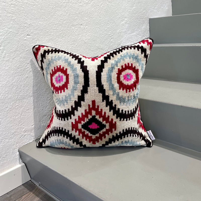 Velvet Ikat Cushion Owl | Velvet Ikat Pillow Owl
